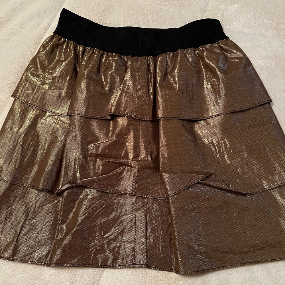 BCBGeneration Gold and Black Tiered Mini Skirt - Picture 2 of 3